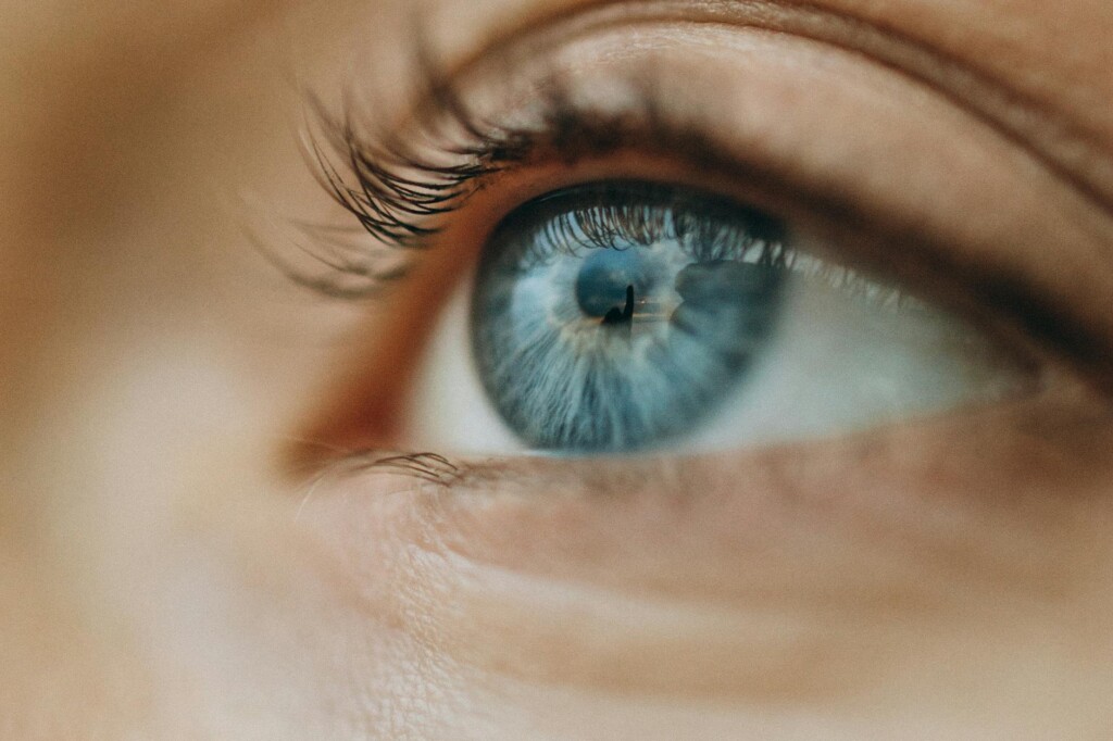 a close up shot of a person s eye